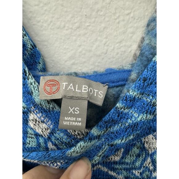Talbots T by Talbots Nordic Blue Snowflakes‎ Fleece Hoodie Pullover Size XS - Picture 8 of 8